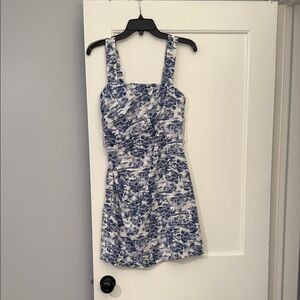 Linen-Blend Ruched Squareneck Mini Dress Abercrombie